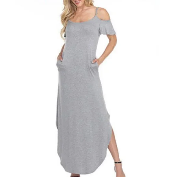 White Mark | Dresses | White Mark Womens Maxi Dress Xl Coldshoulder Curved  Hem Heather Grey New | Poshmark